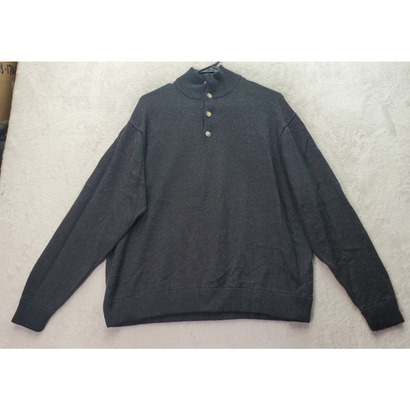 Joseph & Feiss Sweater Mens Large Dark Gray Wool Long Raglan Sleeve Turtleneck - Picture 1 of 8